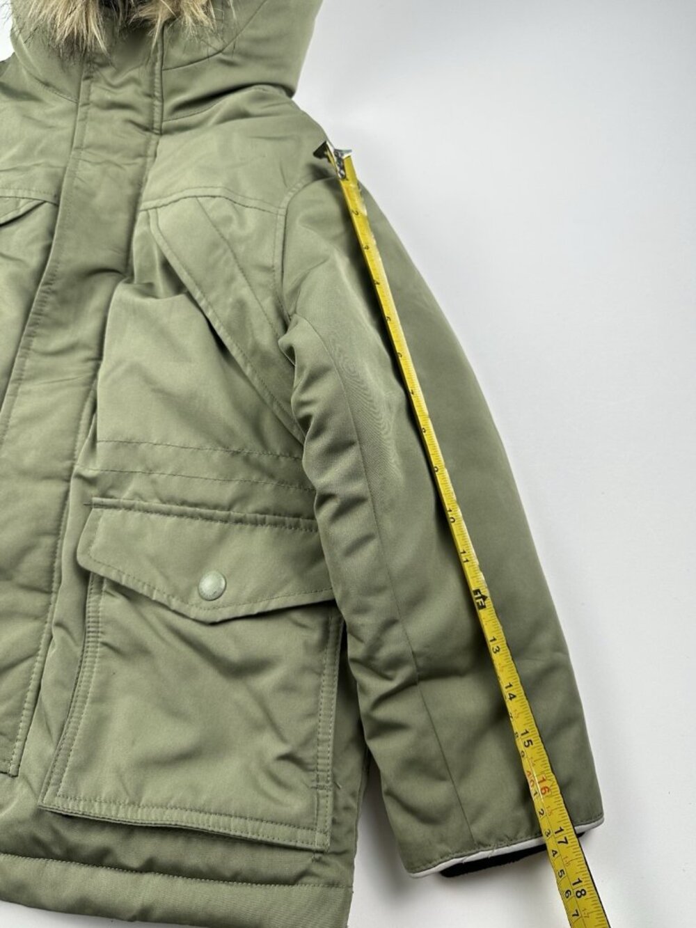 Gap Kids Boy Girl Faux-fur Warm Parka Green Fleece Jacket Coat Small 6-7 - Picture 6 of 7